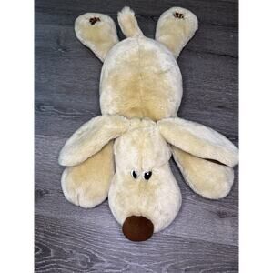 Chosun Stuffed Plush Floppy Puppy Dog 25” Tan Brown Tongue Out Paw Print Patch